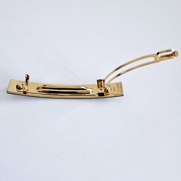 Fendi Black & Gold Brass Hair Barette - Picture 4 of 5
